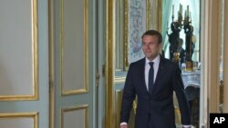 Presiden Perancis Emmanuel Macron di Istana Elysee, Paris, Perancis, 23 Mei 2017. 