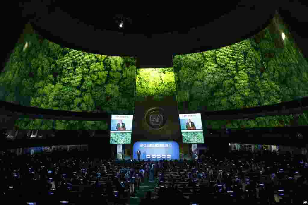 Secretary-General Antonio Guterres addresses the Climate Summit of the United Nations General Assembly at U.N. headquarters in New York.