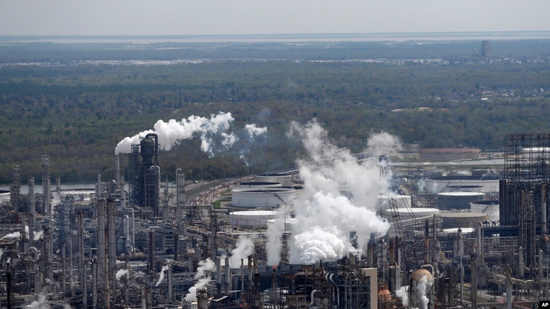 FILE - The Shell Norco refinery is seen in Norco, Louisiana, March 8, 2018. The world may be heading into an oversupply of oil, and that possibility is hanging over members of the OPEC cartel, which will meet Dec. 5, 2019.