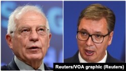 Ilustracija: Žosep Borelj i Aleksandar Vučić (Foto: Reuters)