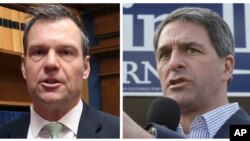 From left, former Kansas Secretary of State Kris Kobach and former Virginia Attorney General Ken Cuccinelli.