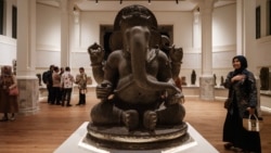 Patung Ganesha dipamerkan dalam upacara pembukaan kembali Museum Nasional di Jakarta. (Foto: Yasuyoshi CHIBA/AFP)