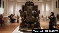 Patung Ganesha dipamerkan dalam upacara pembukaan kembali Museum Nasional di Jakarta. (Foto: Yasuyoshi CHIBA/AFP)