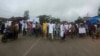 Demonstrators protest MIDROC mining's alleged environmental degradation, marching in Ethiopia's Goro Dola district, May 8, 2018. Ethiopia's government suspended MIDROC's mining permit Wednesday. 