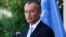 FILE - In a Monday, Sept. 25, 2017, photo, United Nations Special Coordinator for the Middle East Peace Process Nickolay Mladenov, attends a press conference at the UNSCO offices in Gaza City.