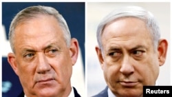 PM Israel Benjamin Netanyahu (kanan) dan pesaing utamanya Benny Gantz. (Foto: dok). 