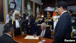 Ranil Wickremesinghe sworn in as new president of Sri Lanka, in Colombo