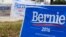 Signs stand in front of Bernie Sanders' campaign headquarters in Columbia, S.C. Sanders has mostly planned events outside the state prior to the Democratic primary on Saturday. (B. Allen/VOA)