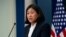 U.S. Trade Representative Katherine Tai speaks during a press briefing in Washington