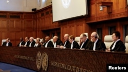 26일 네덜란드 헤이그 국제사법재판소(ICJ)가 이스라엘의 가자지구 군사행동에 관해 명령하고 있다.