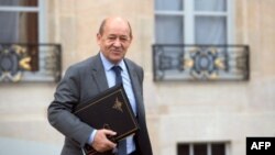 French Defence Minister Jean-Yves Le Drian at Elysee presidential Palace, Feb. 6, 2013