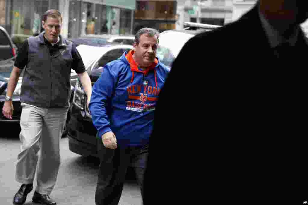 Trump supporter Gov. Chris Christie arrives at Trump Tower.