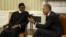 President Barack Obama meets with Nigerian President Muhammadu Buhari (L) in the Oval Office of the White House in Washington July 20, 2015.