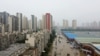 An aerial view shows a flooded road following heavy rainfall in Zhengzhou, Henan province, China, July 23, 2021. 