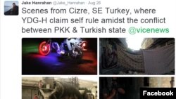 Yek ji twîtên herî dawî ya rojnamevanê girtî Jake Hanrahan