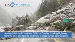 VOA60 America - Powerful storm hits California flooding highways, toppling trees and causing mud flows