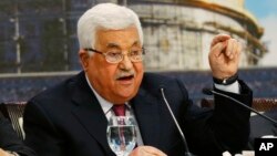 Palestinian President Mahmoud Abbas speaks during a meeting of the Palestinian National Council at his headquarters in the West Bank city of Ramallah, April 30, 2018.