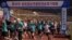 Foreign competitors cross the starting line during the annual 'Mangyongdae Prize International Marathon', at Kim Il Sung stadium in Pyongyang, North Korea, April 7, 2019.