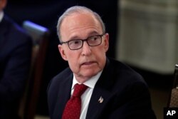 White House chief economic adviser Larry Kudlow speaks during a roundtable with industry executives about reopening country after the coronavirus closures, in the State Dining Room of the White House, May 29, 2020, in Washington.