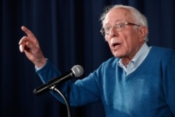 Democratic presidential candidate Sen. Bernie Sanders, I-Vt., gestures while speaking during a news conference at his New Hampshire headquarters, Feb. 6, 2020 in Manchester, N.H.