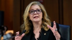 FILE - Senator Marsha Blackburn dalam sidang konfirmasi Komite Kehakiman Senat di Capitol Hill di Washington, 23 Maret 2022. (Alex Brandon/AP)