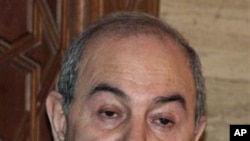 Former Prime Minister Ayad Allawi speaks to reporters after a meeting with Syrian President Bashar Assad in Damascus, Syria, 29 Sep 2010