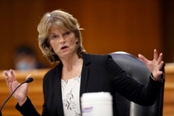 FILE - Sen. Lisa Murkowski, R-Alaska, speaks during a Senate Health Education Labor and Pensions Committee hearing in Washington, May 7, 2020.