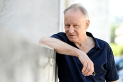 Actor Stellan Skarsgard poses before an interview at the 76th Venice Film Festival, Sept. 3, 2019.