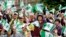 Pro-independence demonstrators shout slogans during a rally in Taipei, Taiwan, Oct. 20, 2018. 
