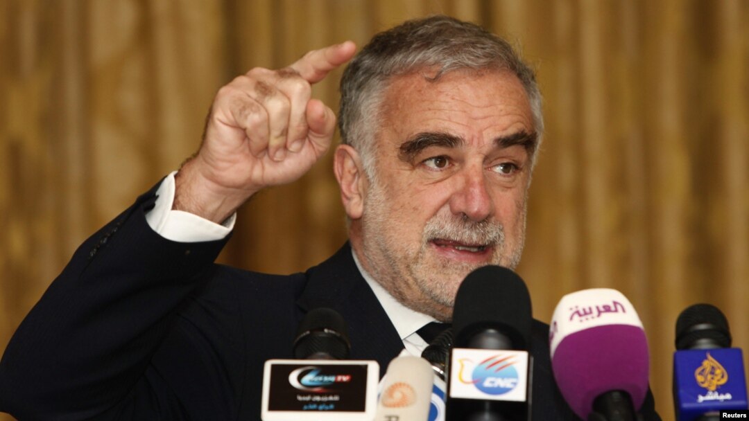 Jaksa Penuntut Kejahatan Perang Mahkamah Kejahatan Internasional (ICC), Luis Moreno-Ocampo dalam jumpa pers di Tripoli (21/4).
