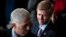 In a Monday, Dec. 3, 2018 file photo, Nick Ayers, right, listens as Supreme Court Associate Justice Neil Gorsuch waits for the arrival of the casket for former President George H.W. Bush to lie in State at the Capitol. 