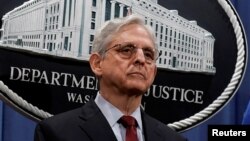 FILE - U.S. Attorney General Merrick Garland attends a news conference at the Department of Justice in Washington, June 25, 2021. 