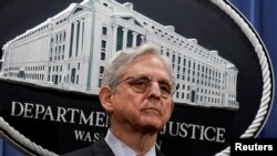 FILE - U.S. Attorney General Merrick Garland attends a news conference at the Department of Justice in Washington, June 25, 2021. 