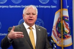 Minnesota Gov. Tim Walz provides an update on the state's response to COVID-19 during a news conference in St. Paul, Minn., April 20, 2020.