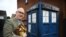 Dr Who fan Tony Jordan poses for a photograph with his TARDIS in the garden of his home in Cannock, central England on Nov. 21, 2023.