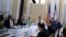 FILE - U.S. Secretary of State John Kerry (2nd R) meets with the Iranian delegation including Iranian Foreign Minister Mohammad Javad Zarif at a hotel where the Iran nuclear talks meetings are being held in Vienna, Austria, July 2, 2015.