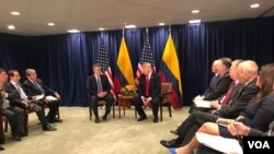 Presidente Iván Duque junto al presidente Donald Trump en una conferencia de prensa en el marco de la Asamblea General de la ONU [Foto: Laura Sepúlveda]