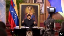 Venezuela's President Nicolas Maduro speaks at a news conference in Caracas, Aug. 22, 2017.