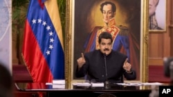 Venezuela's President Nicolas Maduro speaks at a news conference in Caracas, Aug. 22, 2017.