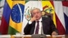 El presidente de México, Andres Manuel Lopez Obrador, en una reunión virtual de la CELAC, el 16 de abril de 2024.