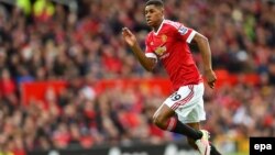 Marcus Rashford de Manchester United lors du match Manchester United / Aston Villa à Old Trafford à Manchester, Grande-Bretagne, 16 avril 2016. (epa/ Peter Powell)