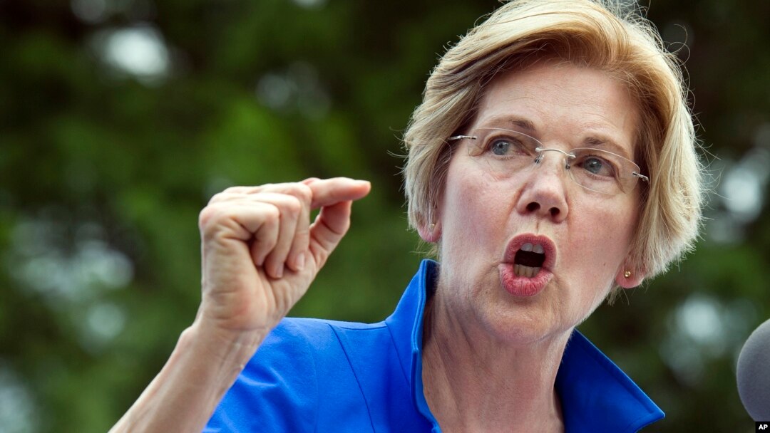 Sen. Elizabeth Warren, D-Mass., speaks in a park in Berryville, Va., where Congressional Democrats unveiled their new agenda, July 24, 2017.