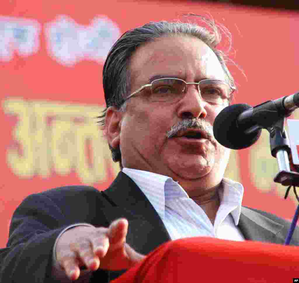 Maoist leader Pushpa Kamal Dahal, better known as Prachanda, speaking at May Day rally