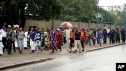 Congolese Christians stage a peace march called by the archbishop of Kinshasa after presidential and parliamentary elections last year that the church said was tainted with irregularities on February 16, 2012.