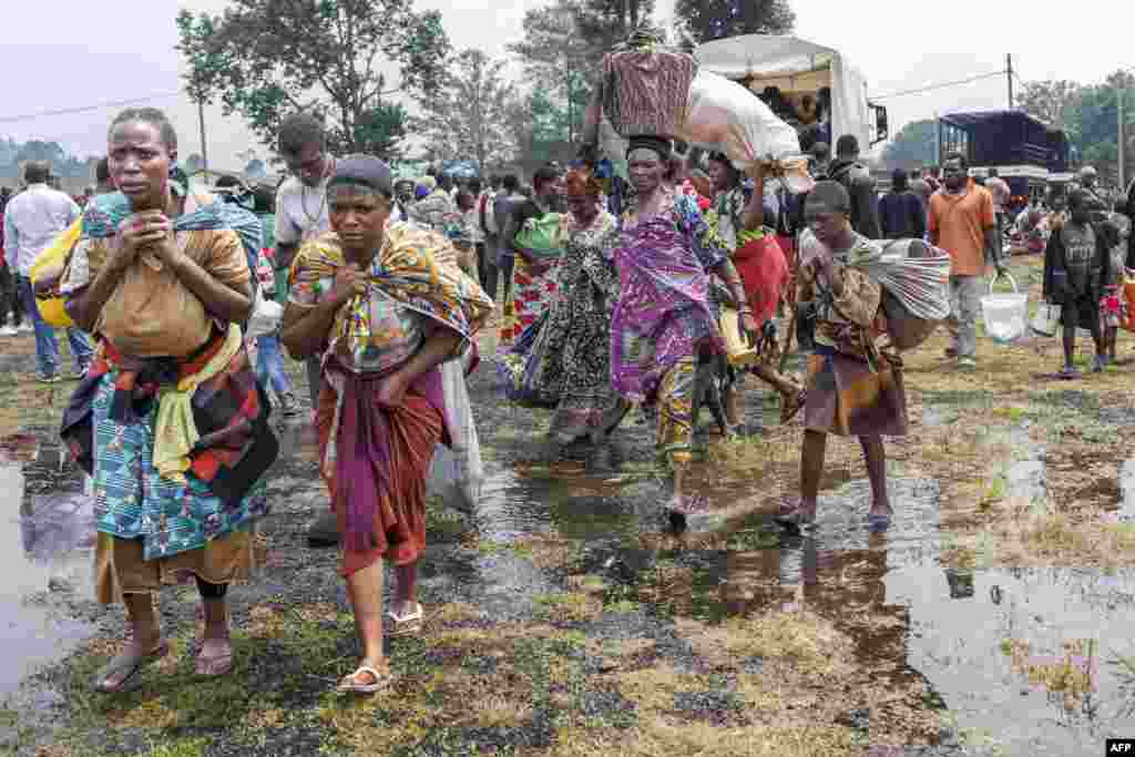 Congolese refugees fleeing ongoing clashes in eastern Democratic Republic of Congo arrive at the Rugerero transit camp in Gisenyi, Rwanda, Jan. 28, 2025.&nbsp;An estimated 1,200 Congolese refugees have been officially received by Rwanda, an official told AFP as armed forces entered the city of Goma just across the border.