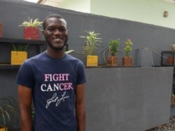 Ibrahim Rauf of the Zurak Cancer Foundation works to increase cancer awareness in low-income communities, in Accra, Ghana, Sept. 26, 2020. (Stacey Knott/VOA)