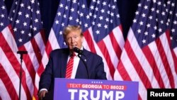 Mantan Presiden AS Donald Trump berbicara dalam acara kampanye di Rome, Georgia, pada 9 Maret 2024. (Foto: Reuters/Alyssa Pointer)