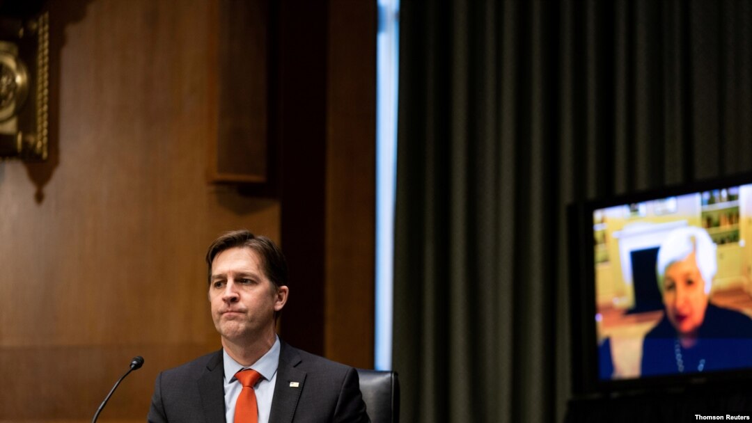 Senator Ben Sasse, R-Neb., listens during a Senate Finance Committee hearing for Janet Yellen, of California, President-elect Joe Biden's nominee for Treasury Secretary in Washington, January 19, 2021.