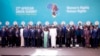 Heads of state and government pose during a photo call before the official opening of the 27th African Union (AU) Summit in Kigali on July 17, 2016. 