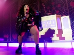 Musical artist Lizzo performs at The Hollywood Palladium, Friday, Oct. 18, 2019, in Los Angeles. (Photo by Chris Pizzello/Invision/AP)